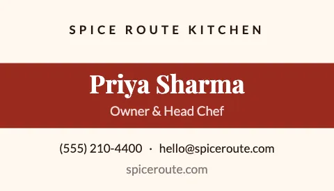 Indian restaurant centre band business card template