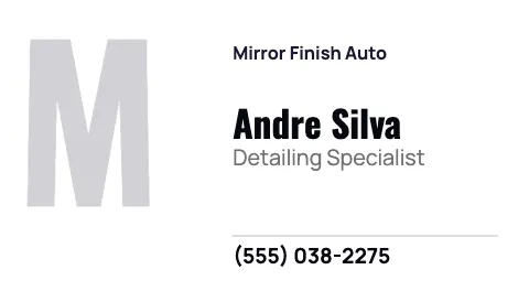 Auto detailing big initial business card template