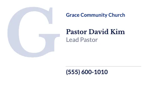 Church & community big initial business card template