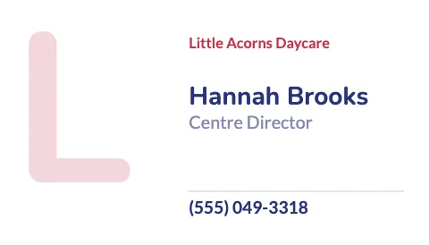 Daycare & preschool big initial business card template