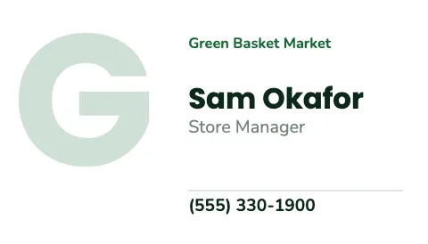 Grocery & market big initial business card template