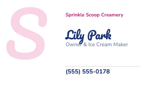 Ice cream shop big initial business card template