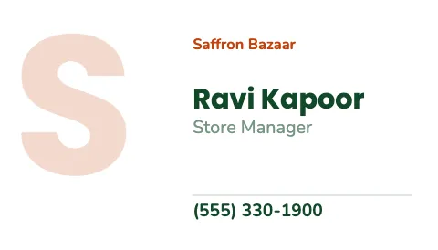 Indian grocery big initial business card template