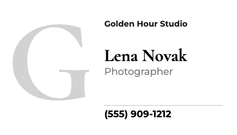 Photography & creative big initial business card template