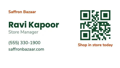 Indian grocery scan to book business card template