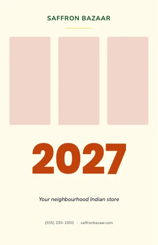 Indian grocery agenda calendar template