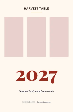 Restaurant agenda calendar template
