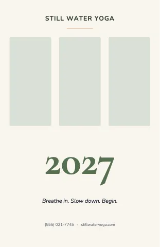 Yoga studio agenda calendar template