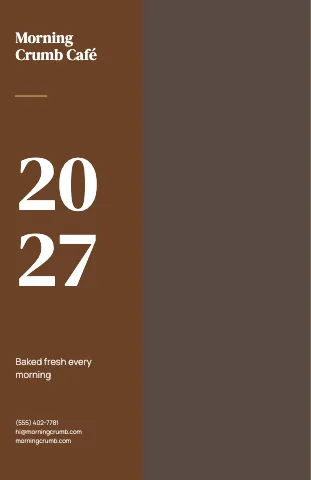 Café & bakery sidebar calendar template