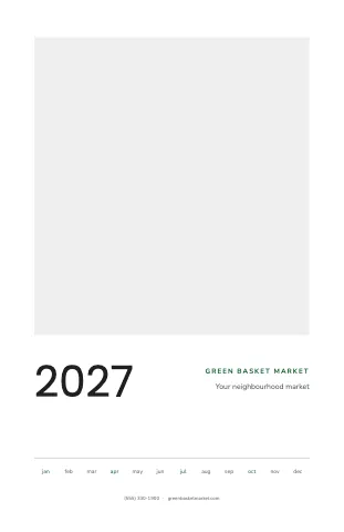 Grocery & market minimal calendar template