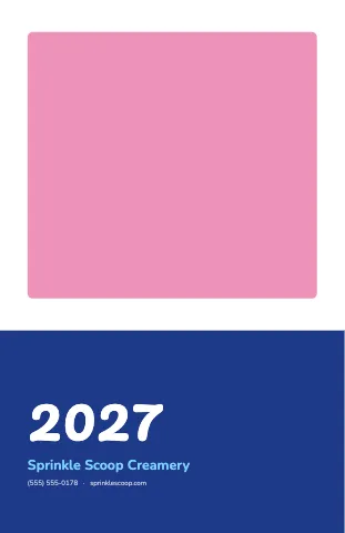 Ice cream shop notes column calendar template