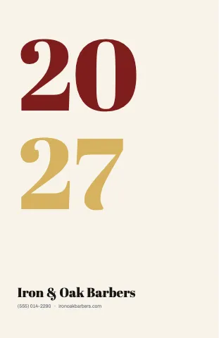 Barbershop big numeral calendar template