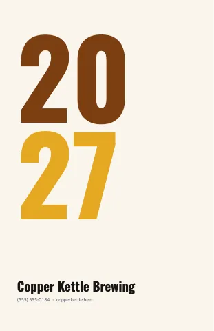 Brewery & bar big numeral calendar template