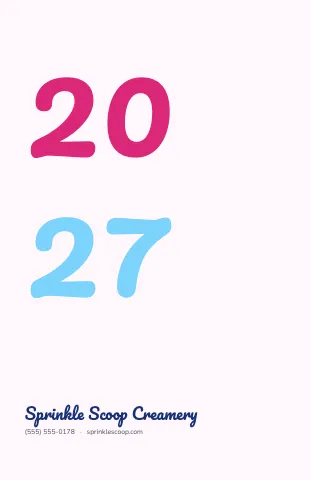 Ice cream shop big numeral calendar template