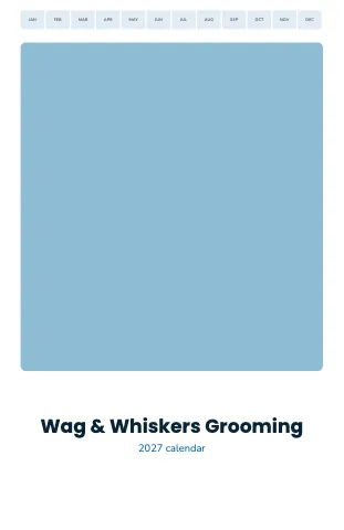 Pet grooming month tabs calendar template