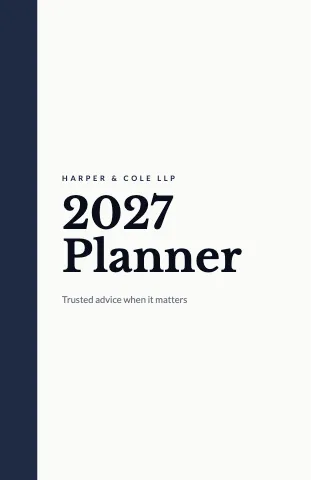 Law & finance week rows calendar template