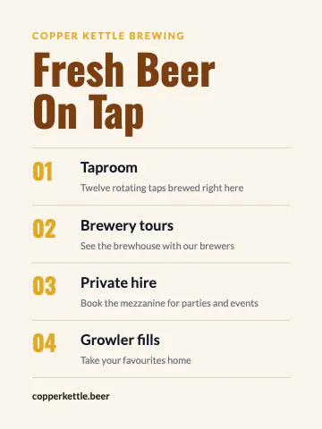 Brewery & bar services list canvas print template