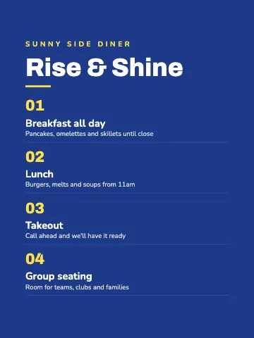 Breakfast diner numbered manifesto canvas print template