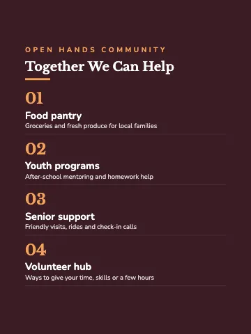 Nonprofit & charity numbered manifesto canvas print template