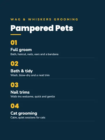 Pet grooming numbered manifesto canvas print template