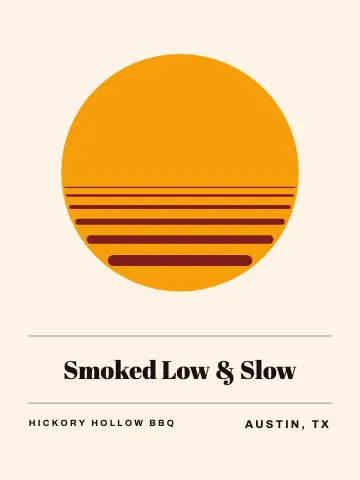 BBQ smokehouse sunset poster canvas print template