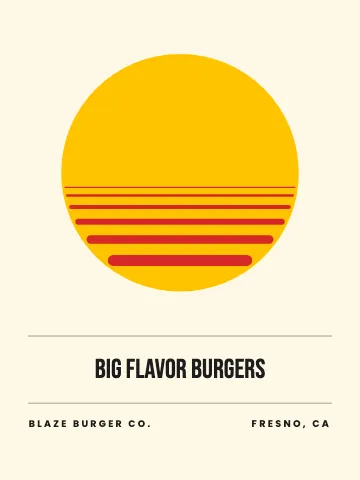 Burger joint sunset poster canvas print template
