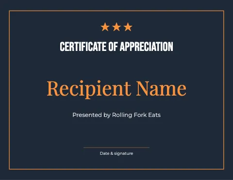 Food truck award certificate template