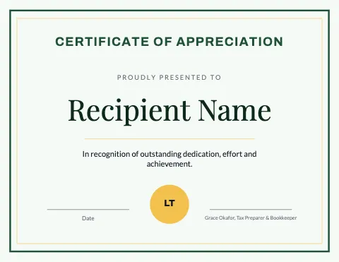 Accounting & tax classic certificate template