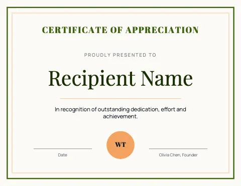 Retail & boutique classic certificate template