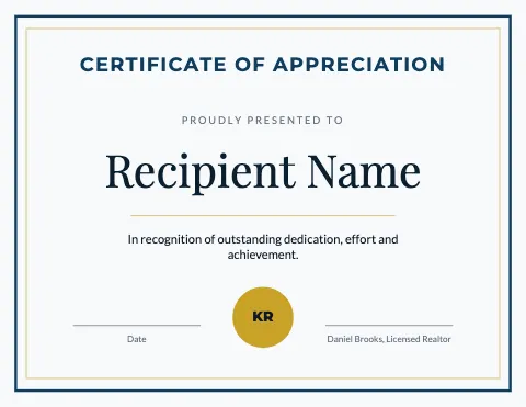 Real estate classic certificate template