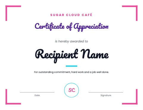 Desserts & boba corners certificate template