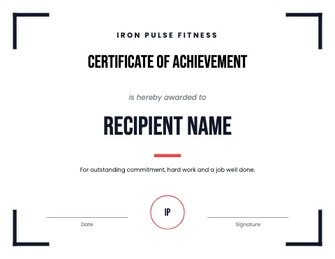 Fitness & gym corners certificate template