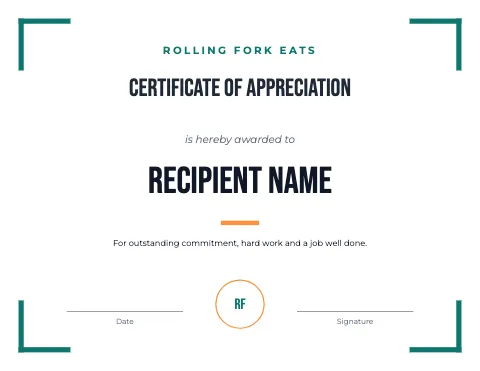 Food truck corners certificate template