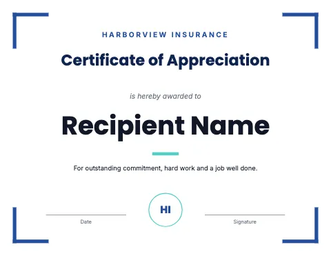 Insurance agency corners certificate template