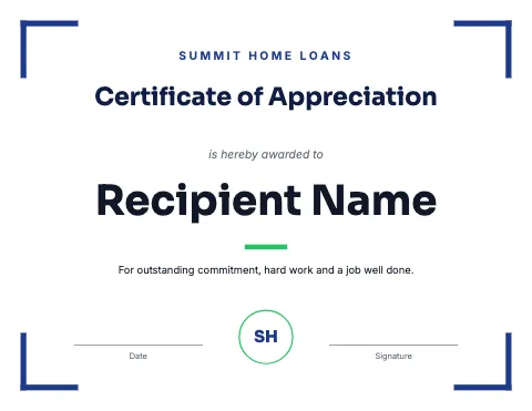 Mortgage & lending corners certificate template