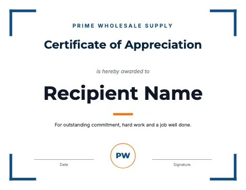 Wholesale & distribution corners certificate template