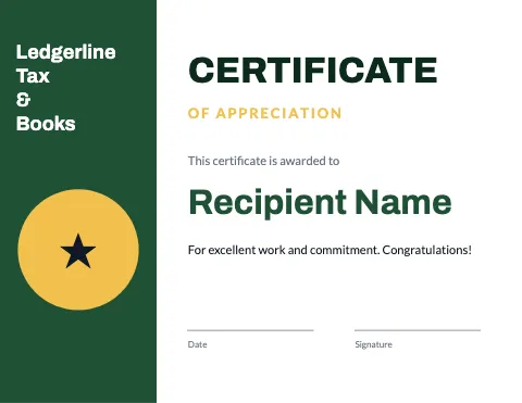 Accounting & tax modern certificate template