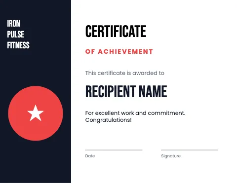 Fitness & gym modern certificate template