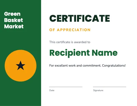Grocery & market modern certificate template