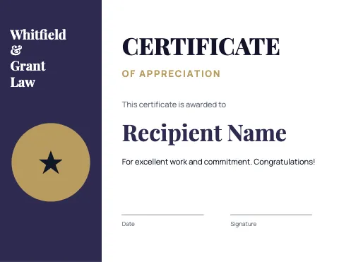 Law firm modern certificate template