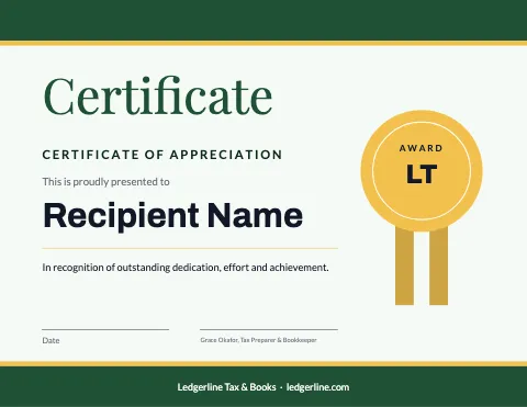 Accounting & tax ribbon certificate template