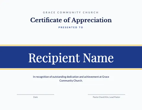 Church & community name band certificate template