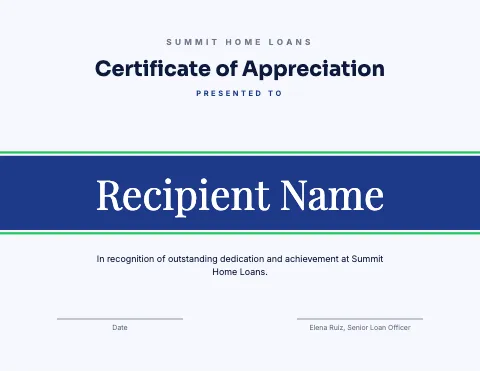 Mortgage & lending name band certificate template