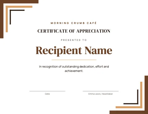 Café & bakery geometric certificate template