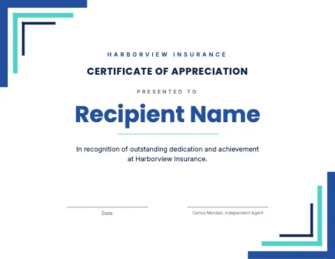 Insurance agency geometric certificate template