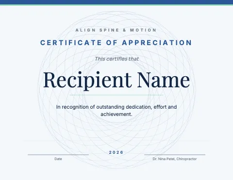 Chiropractic & physio guilloche certificate template
