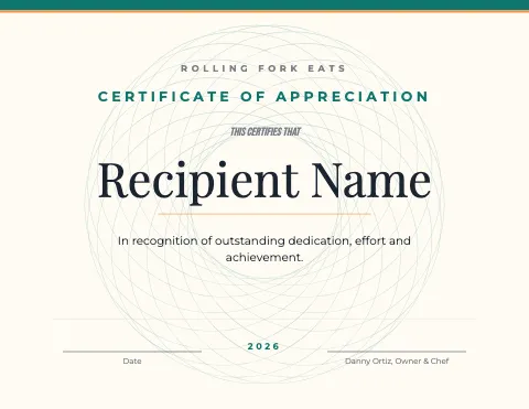Food truck guilloche certificate template