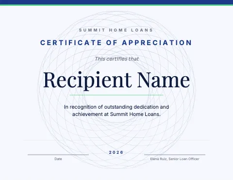 Mortgage & lending guilloche certificate template