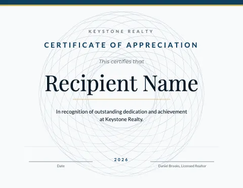 Real estate guilloche certificate template