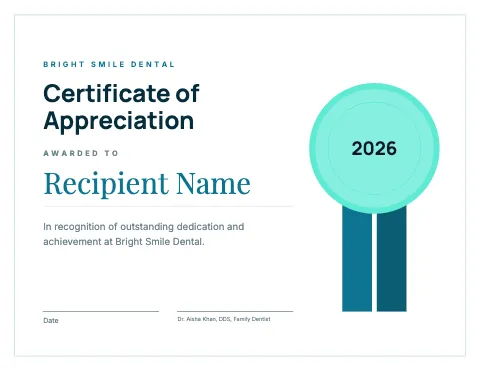 Medical & dental medal certificate template